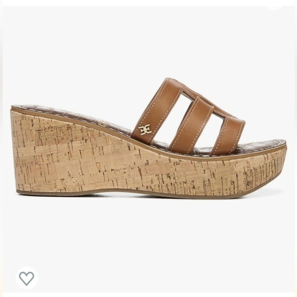 Sam Edelman Womens Ronie Leather Cork Wedge Sandals size 9.5 - Picture 1 of 9